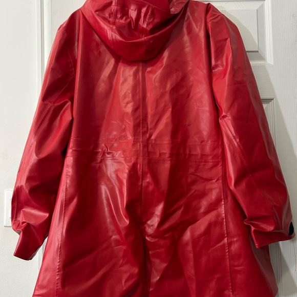 Hairbrella red women Rain Jacket, Waterproof, Satin-Lined Hood,size L - Picture 9 of 14
